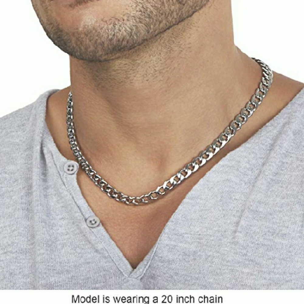 MEN'S STERLING SILVER CHAIN NECKLACE - Picture 3 of 6